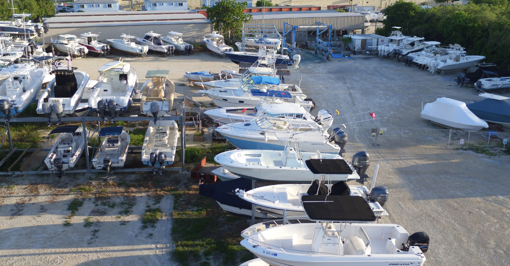 Dry rack boat storage facilities in the Florida Keys